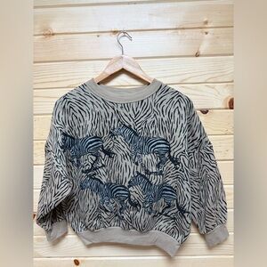 Zebra Print Crew Neck Sweater Women’s Medium